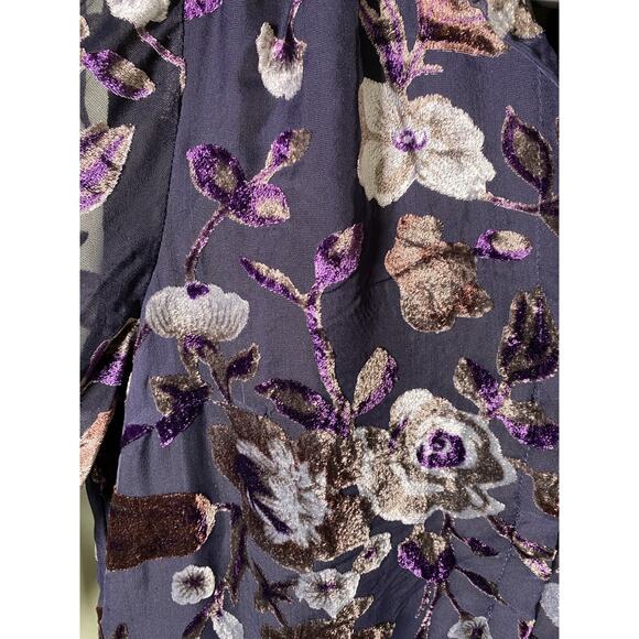 Carolina Belle Purple Floral Velvet Burnout Dress Size 8 Whimsigoth Moody Witchy - Picture 8 of 8